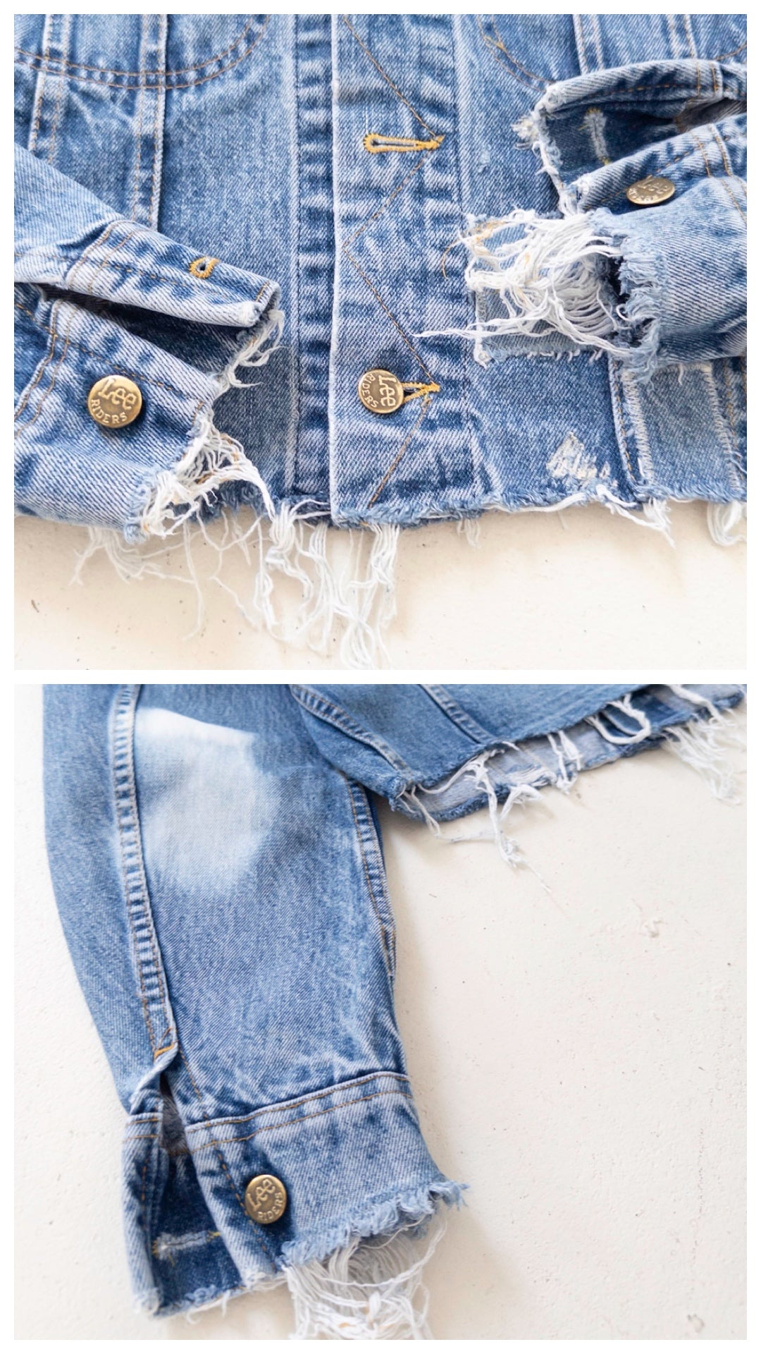 Gr. M Lee Riders Jeansjacke Patchwork 70s Vintage Made in Canada Reworked
