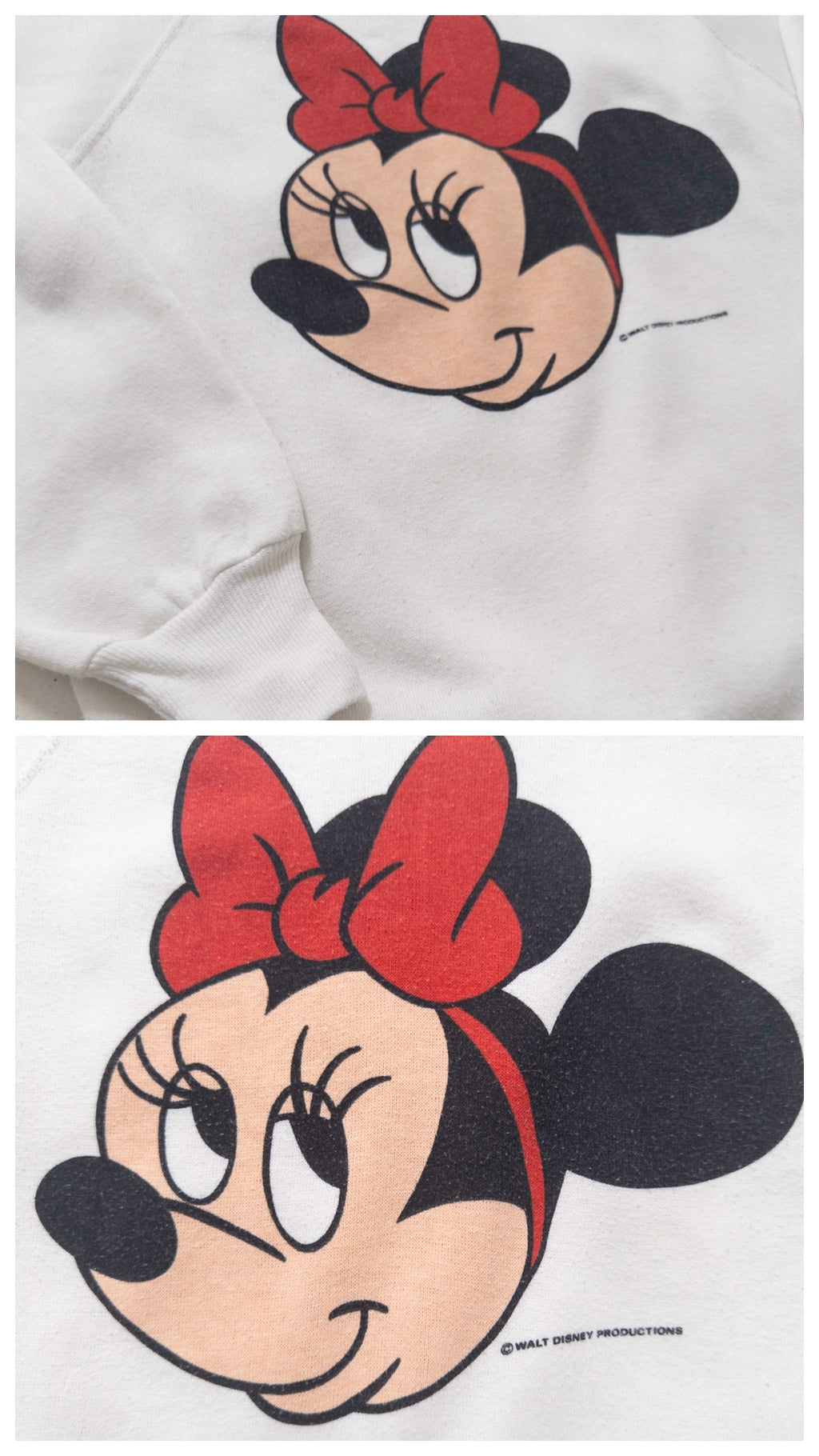 Gr. S Walt Disney Productions  Minnie Mouse Disney Raglan Crewneck 70s / 80s Vintage Made in USA