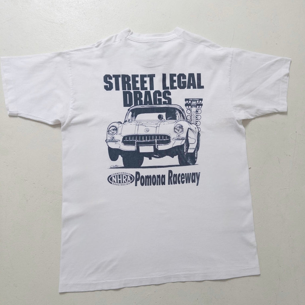 Gr. XL SS Sport Service Street Legal Drags Pomona Raceway T-Shirt – NHRA Graphic – 90s Vintage Made in USA
