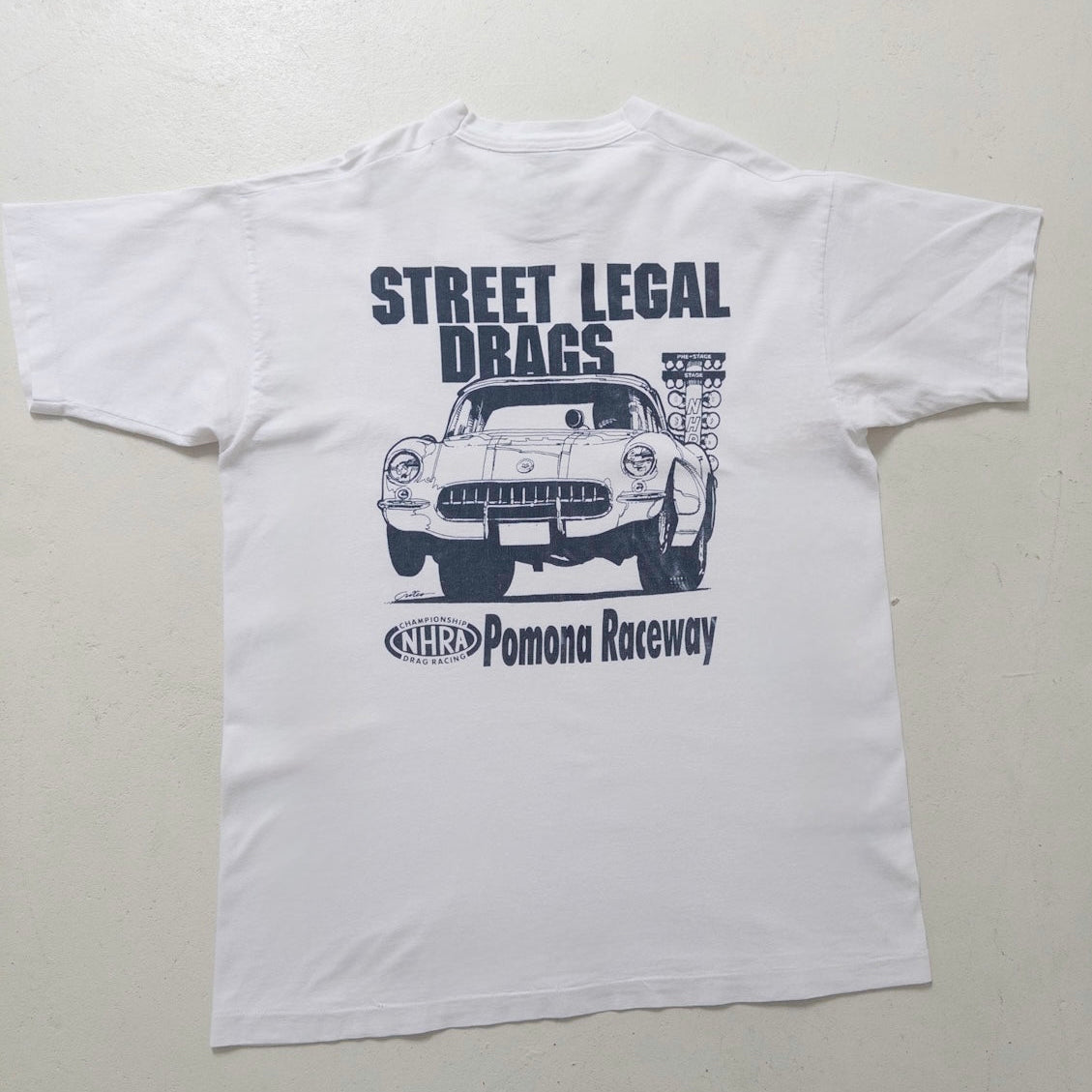 Gr. XL SS Sport Service Street Legal Drags Pomona Raceway T-Shirt – NHRA Graphic – 90s Vintage Made in USA