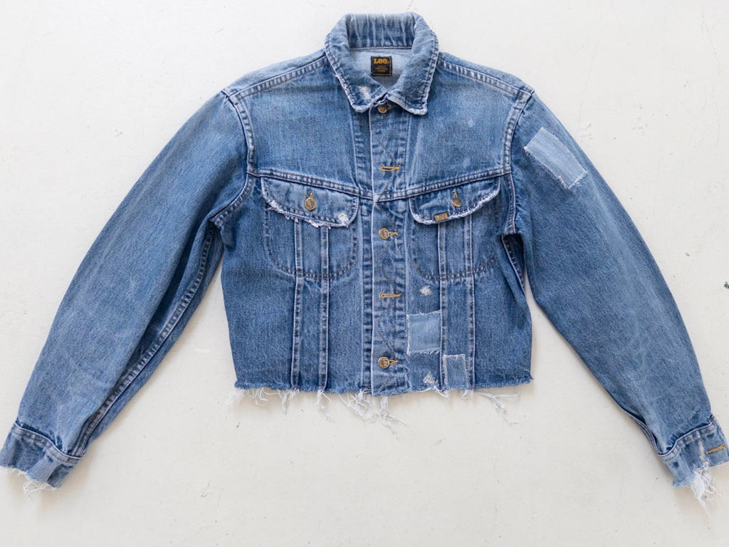 Gr. M Lee Riders Jeansjacke Patchwork 70s Vintage Made in Canada Reworked