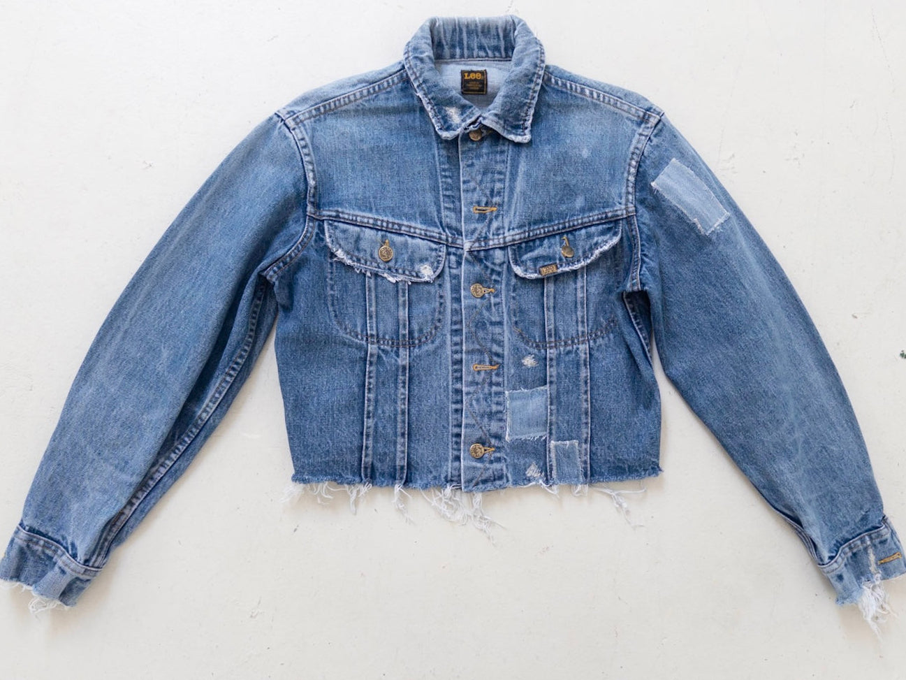 Gr. M Lee Riders Jeansjacke Patchwork 70s Vintage Made in Canada Reworked
