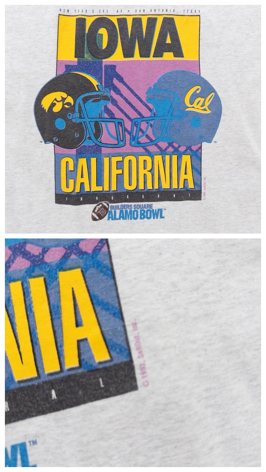 Gr. XL Fruit of the Loom T-Shirt Single Stitch College Football Alamo Bowl 1993 90s Vintage Made in USA