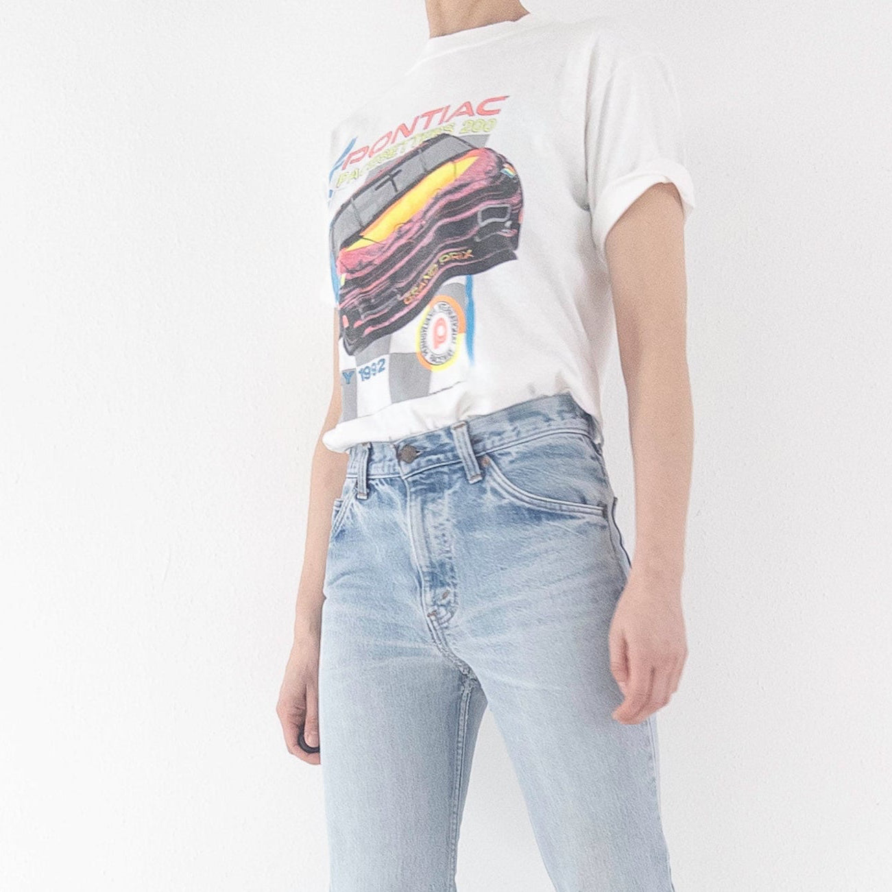Gr. M - L Oneita Power-T Nascar Pontiac Pacesetters 200 Single Stitch T-Shirt 90s Vintage Made in USA