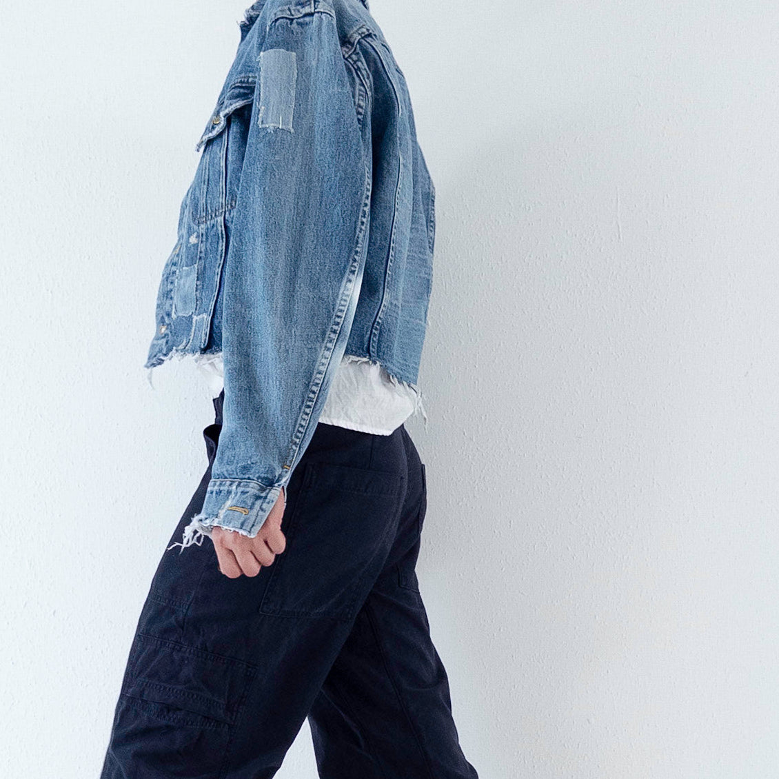 Gr. M Lee Riders Jeansjacke Patchwork 70s Vintage Made in Canada Reworked
