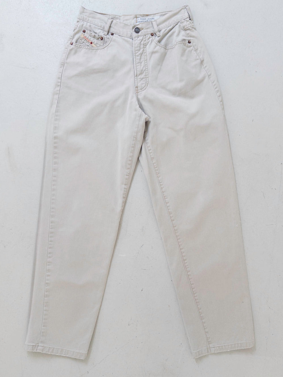 W28 L34 Diesel Hose High Waist | Beige Sand 80s 90s Vintage Mom Fit Made in Italy