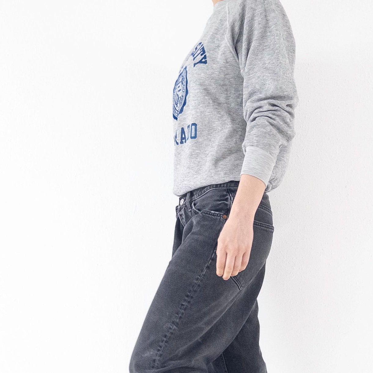 Gr. XS - S Velva Sheen University of Colorado Raglan Crewneck  Flocked Print 70s Vintage Made in USA