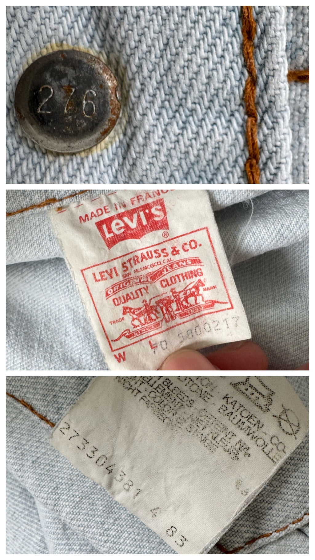 Gr. S - M Levis Trucker Jacket 80s Vintage Made in France