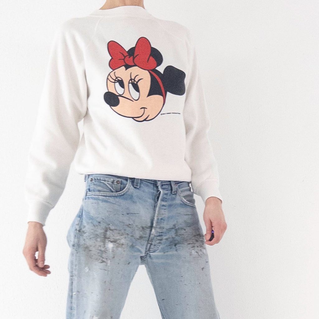 Gr. S Walt Disney Productions  Minnie Mouse Disney Raglan Crewneck 70s / 80s Vintage Made in USA