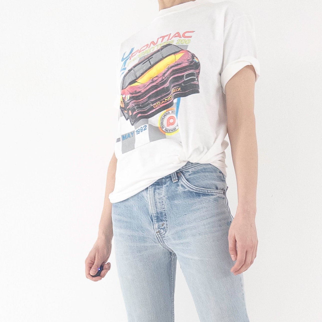 Gr. M - L Oneita Power-T Nascar Pontiac Pacesetters 200 Single Stitch T-Shirt 90s Vintage Made in USA