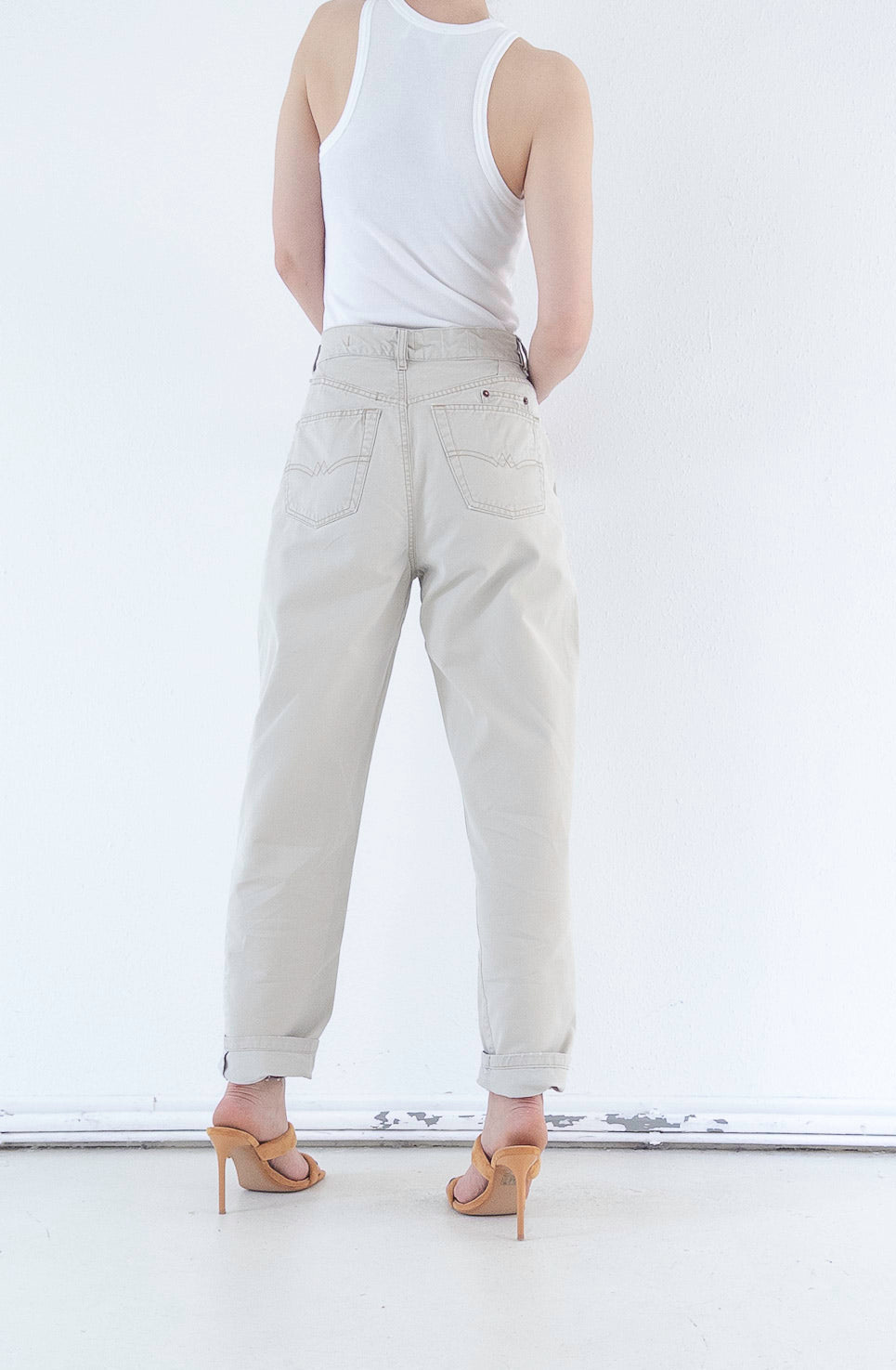 W28 L34 Diesel Hose High Waist | Beige Sand 80s 90s Vintage Mom Fit Made in Italy