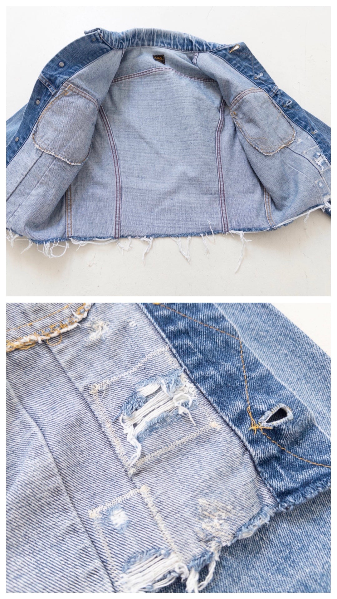 Gr. M Lee Riders Jeansjacke Patchwork 70s Vintage Made in Canada Reworked