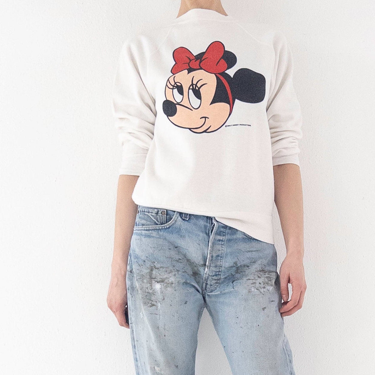Gr. S Walt Disney Productions  Minnie Mouse Disney Raglan Crewneck 70s / 80s Vintage Made in USA