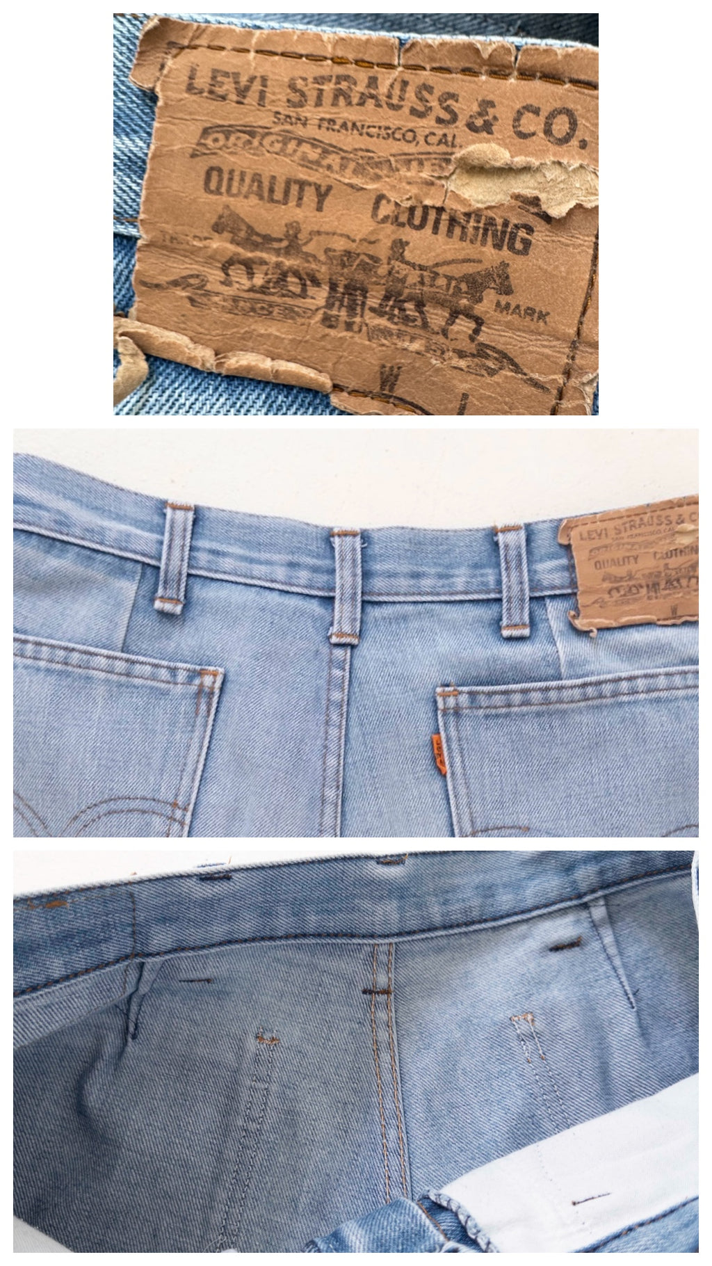 W31 -32 L36 Levis Cigarette Jeans 70s Vintage Made in Belgium
