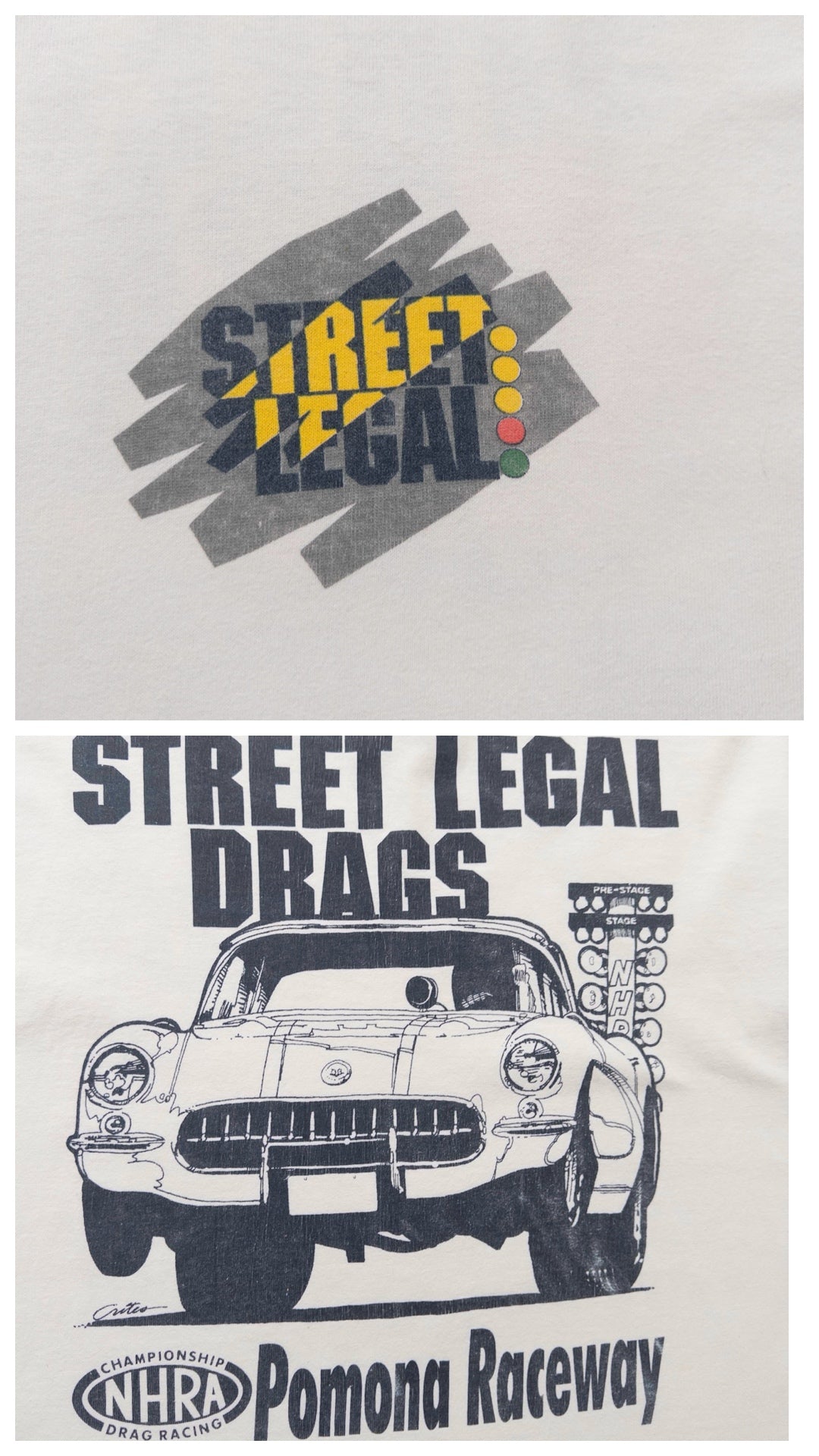 Gr. XL SS Sport Service Street Legal Drags Pomona Raceway T-Shirt – NHRA Graphic – 90s Vintage Made in USA