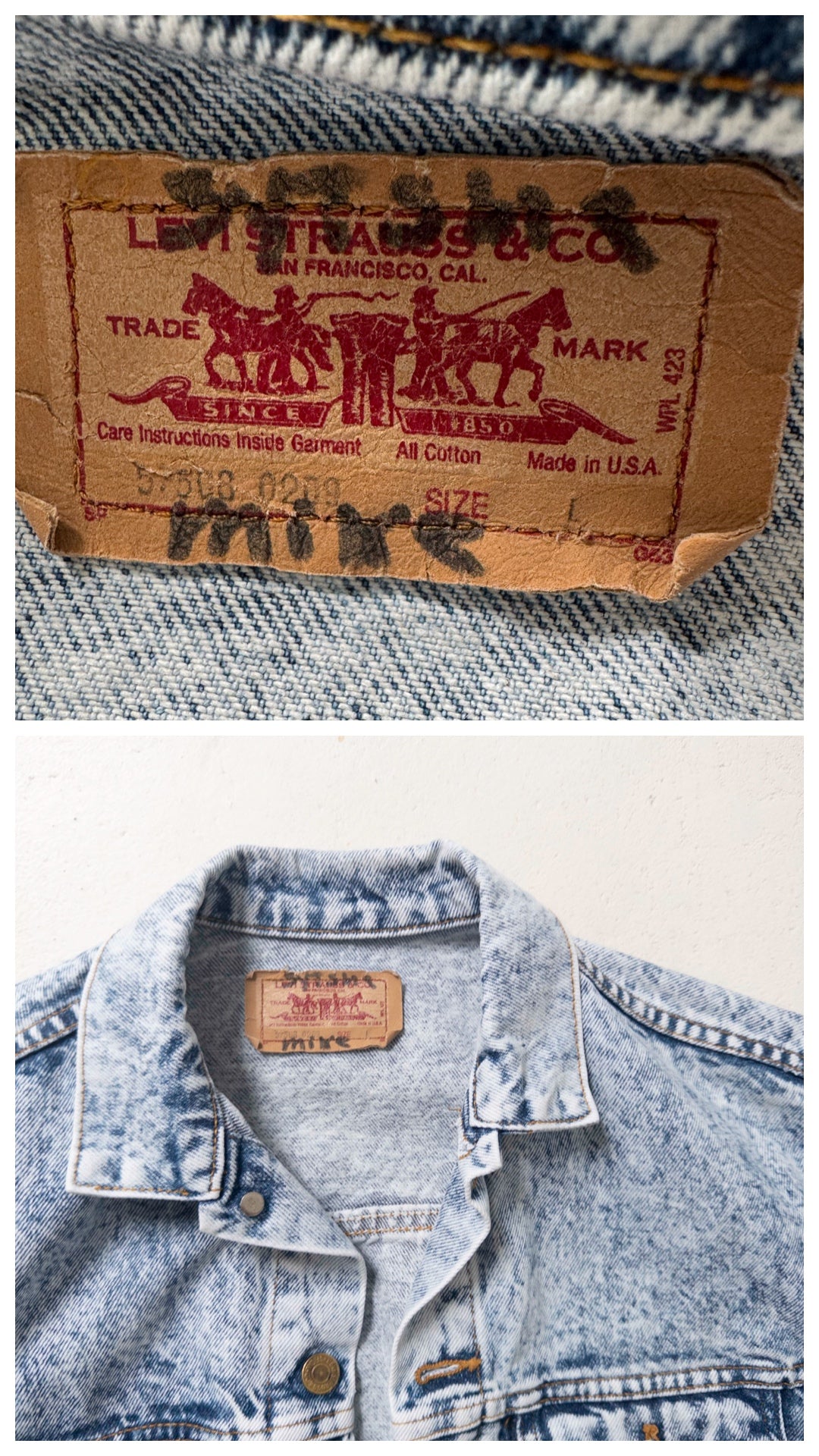 Gr. M - L Levis Acid Washed Trucker Jacket 80s Vintage Made in USA