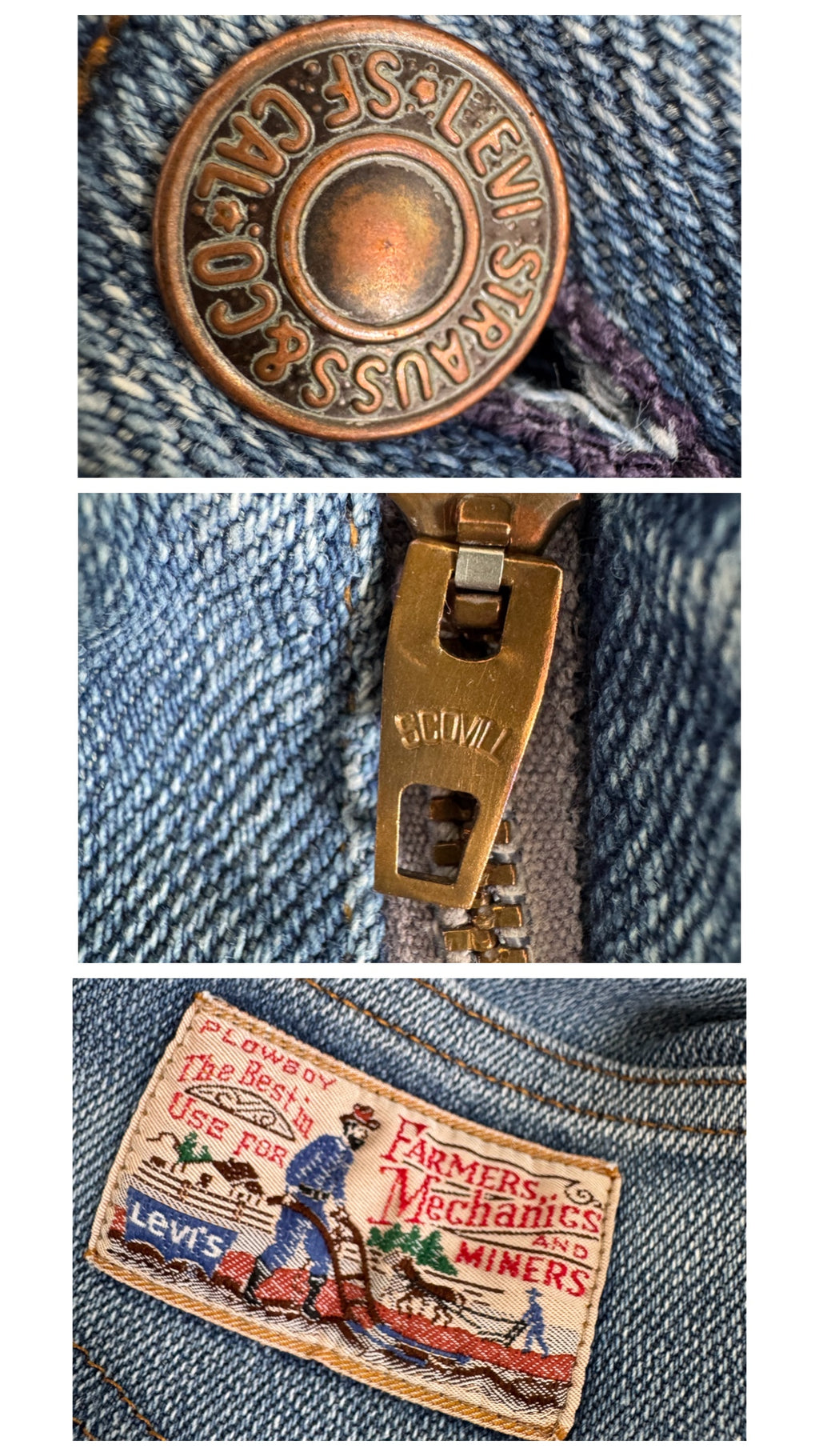 W26 - 27 L30 Levis Cropped Schlaghose 70s Vintage Made in USA