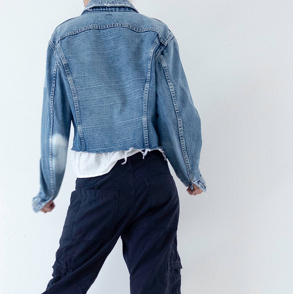 Gr. M Lee Riders Jeansjacke Patchwork 70s Vintage Made in Canada Reworked