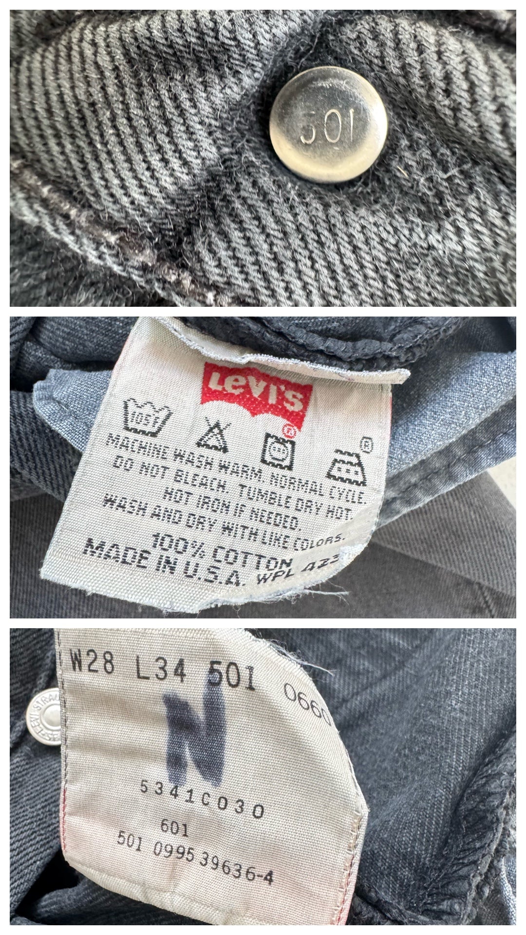 W25 L34 Levis 501 90s Vintage Made in USA