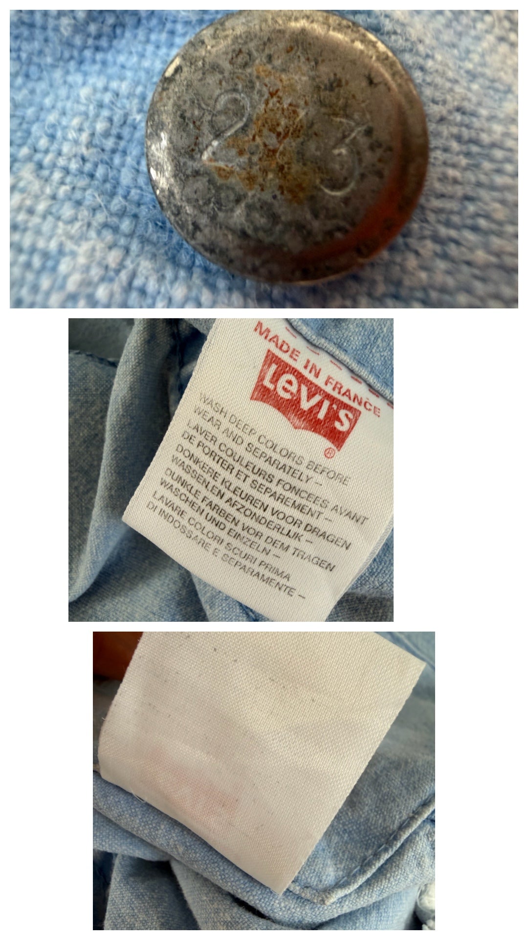 Gr. M Levis Jacke Babyblue 80s Vintage Made in France