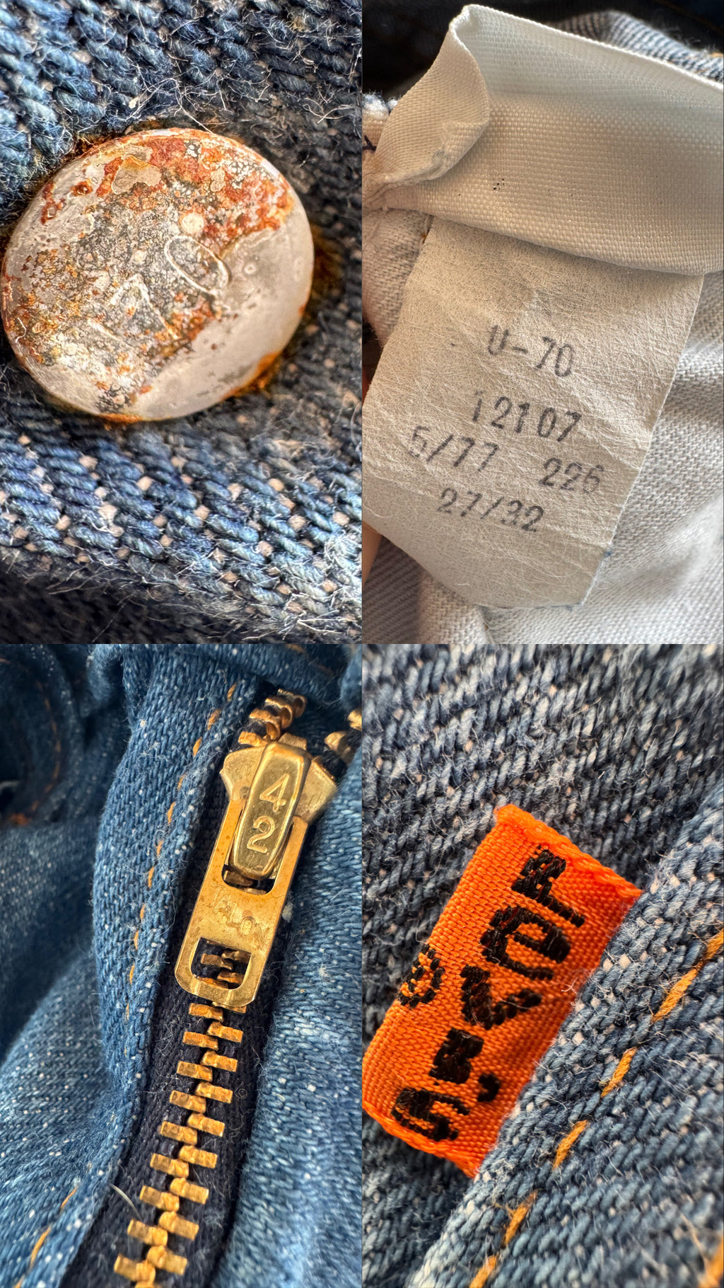 W23 - 24 L33 Levis Bellbottoms 70s Vintage Made in USA