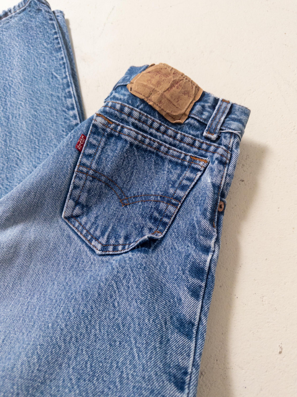 Levis 301 Jeans W23 w24 L30 80s Vintage Made in USA Button Fly Faded Mid Blue Denim 1980