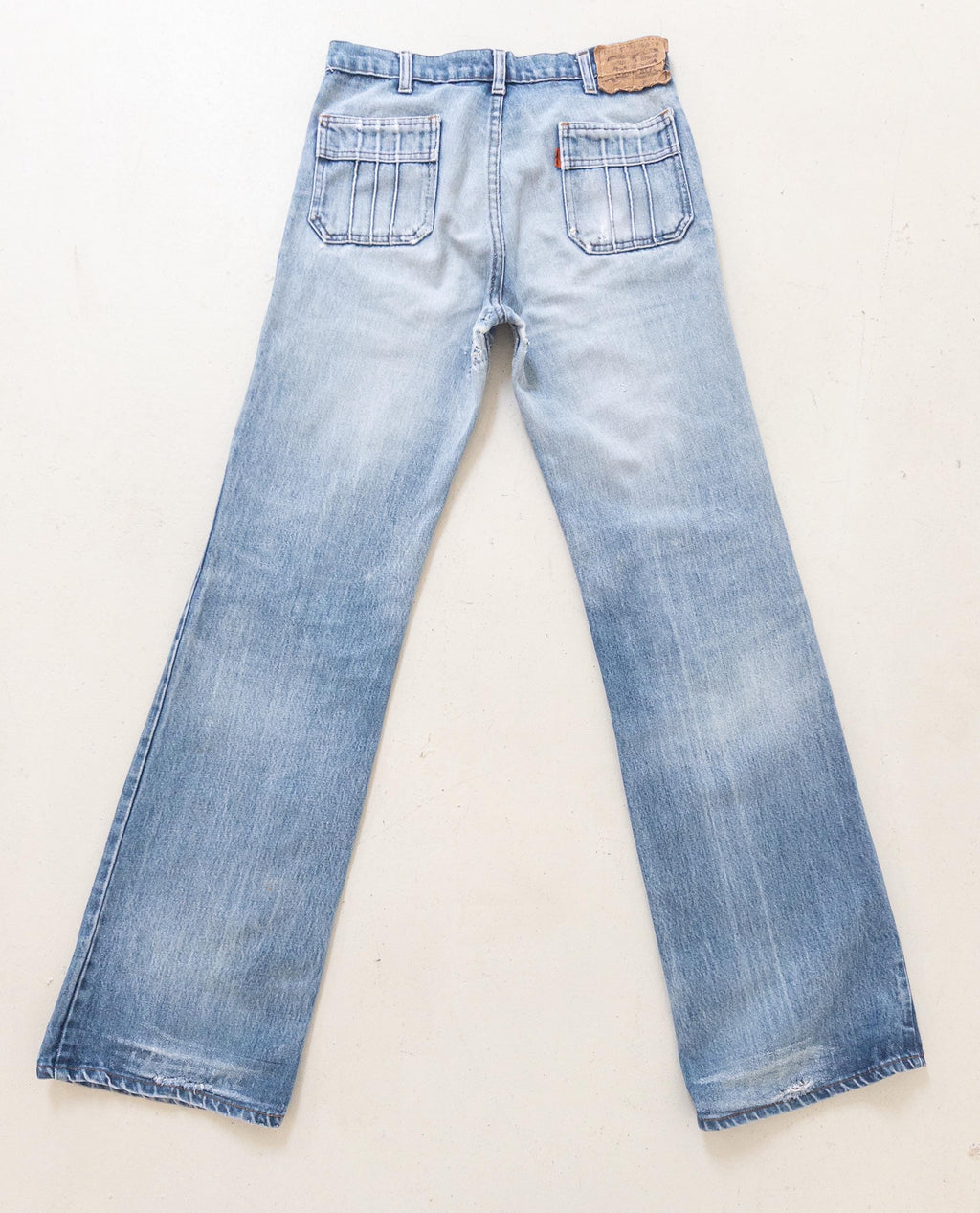 Levis Jeans W28 W29 L35 Orange Tab 70s Vintage Made in Belgium Fade Light Blue Distressed Denim 1978