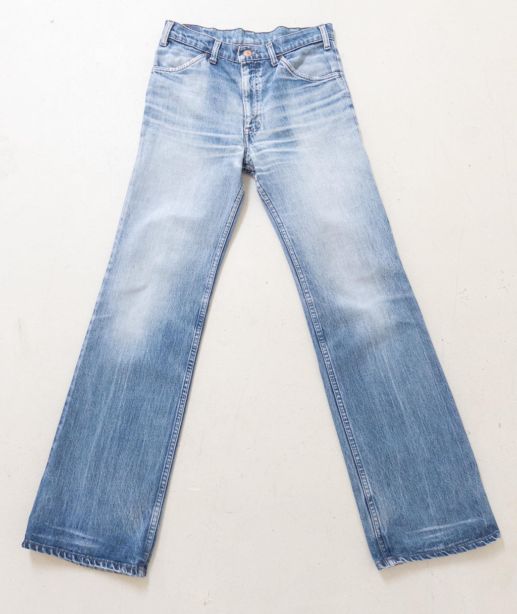 Levis Jeans W28 W29 L35 Orange Tab 70s Vintage Made in Belgium Fade Light Blue Distressed Denim 1978