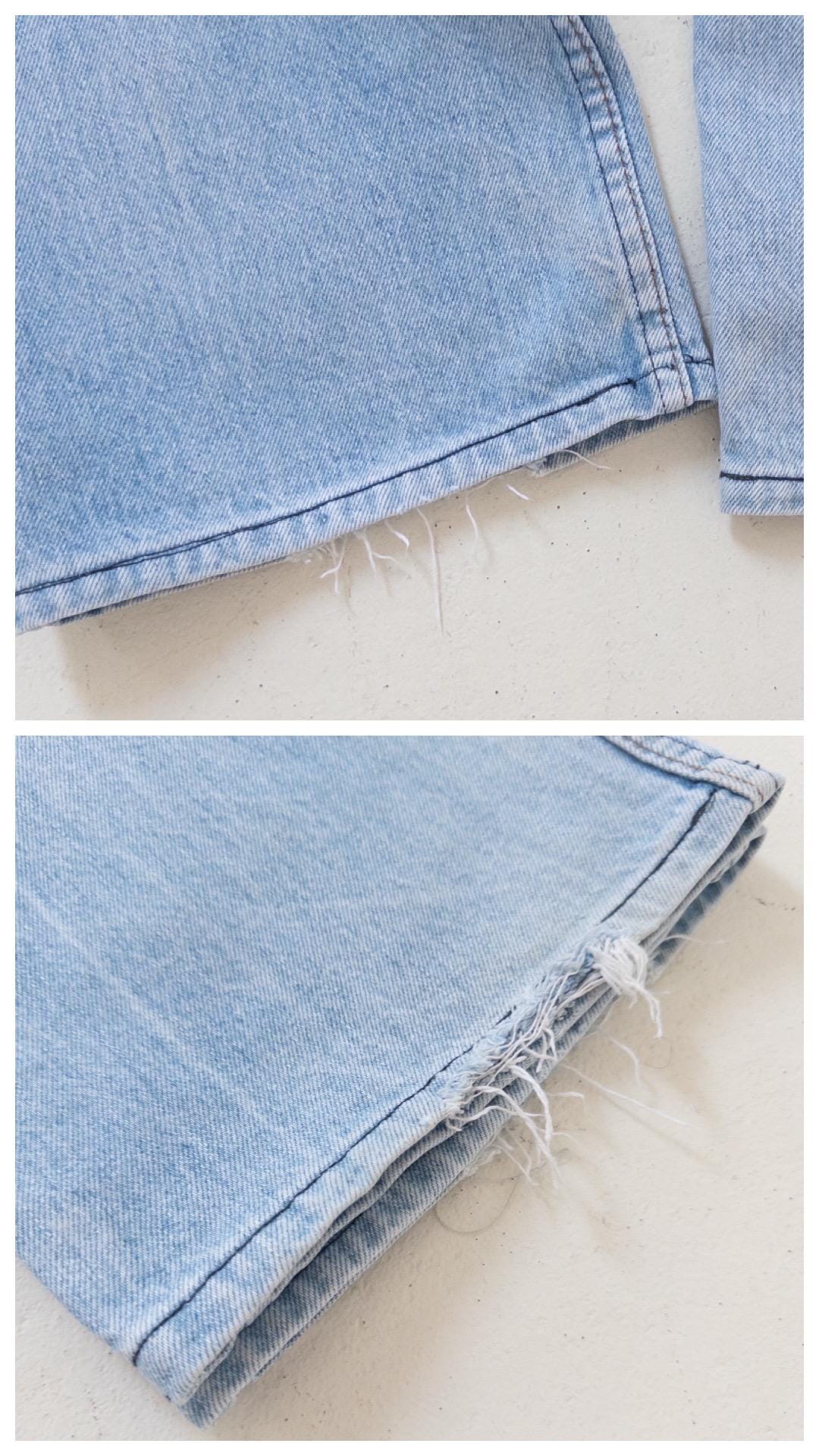 Levis Jeans W28 W29 L33 Orange Tab Pleated Wide Leg Made in USA Faded Light Blue High Waist Denim Slacks