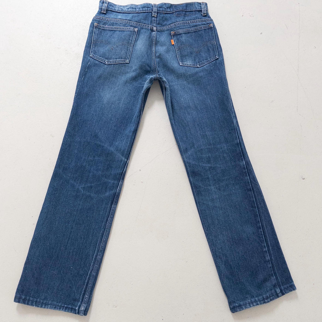 Levis Jeans W27-28 70s 80s Vintage Faded Dark Blue Orange Tab Cigarette Jeans