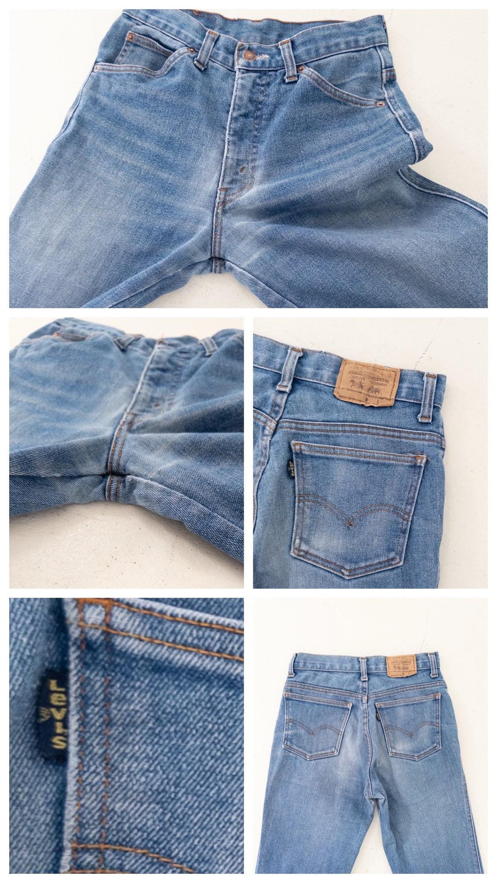 Levis Jeans W26 L34 Faded Mid Blue Skinny Stretch Denim Blue Tab 80s Vintage Made in Belgium
