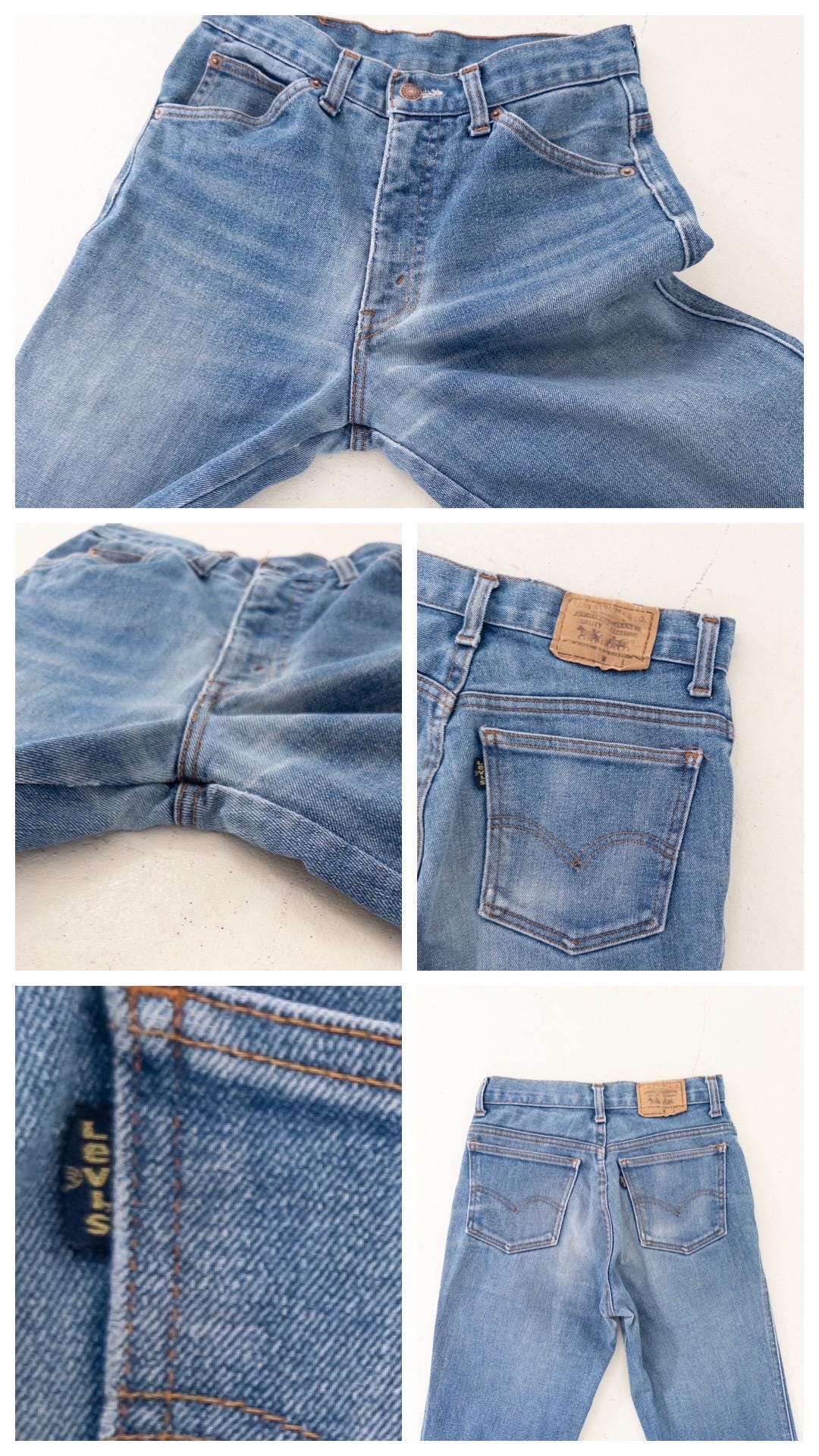 Levis Jeans W26 L34 Faded Mid Blue Skinny Stretch Denim Blue Tab 80s Vintage Made in Belgium
