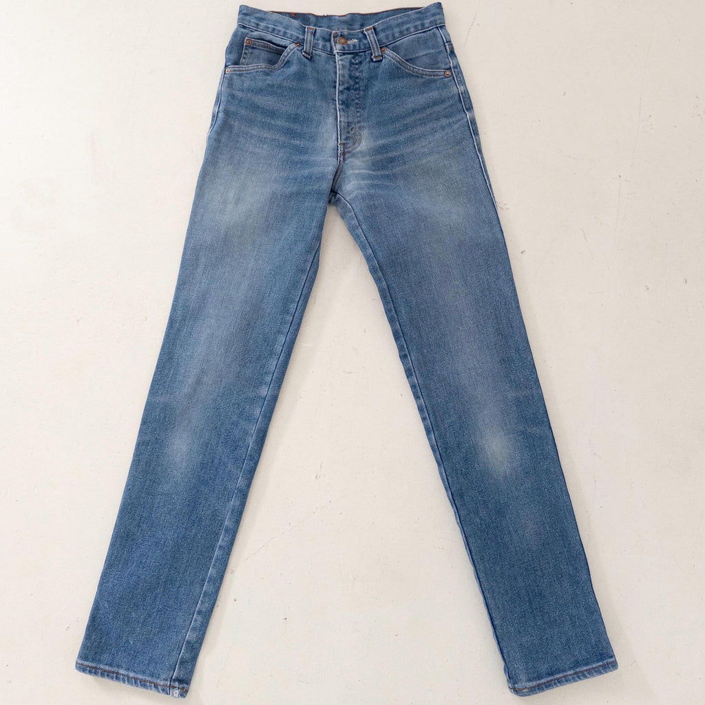 Levis Jeans W26 L34 Faded Mid Blue Skinny Stretch Denim Blue Tab 80s Vintage Made in Belgium
