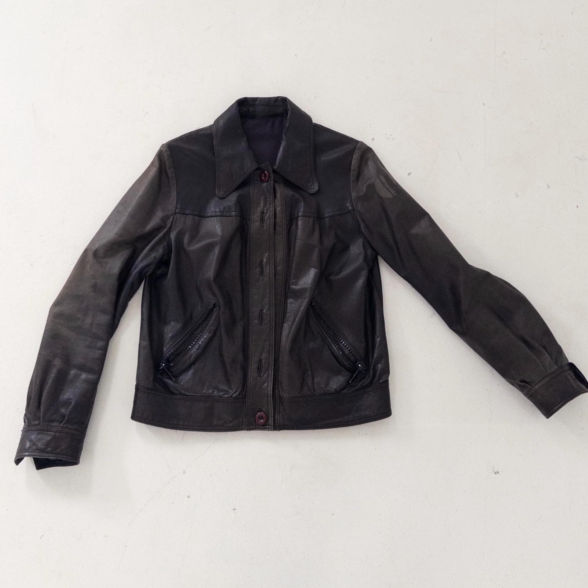 Gr. S Lederjacke 70s Vintage Made in Finland