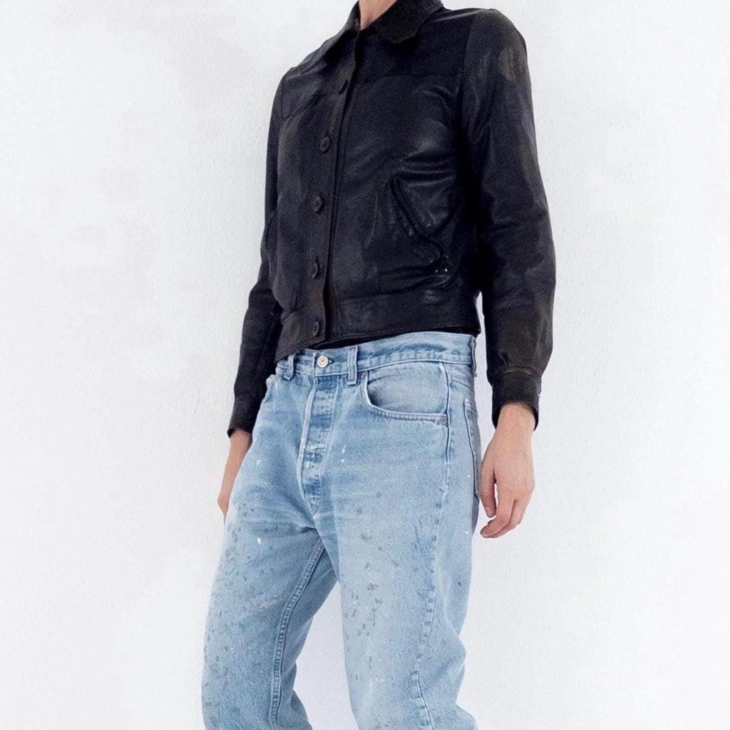 Gr. S Lederjacke 70s Vintage Made in Finland