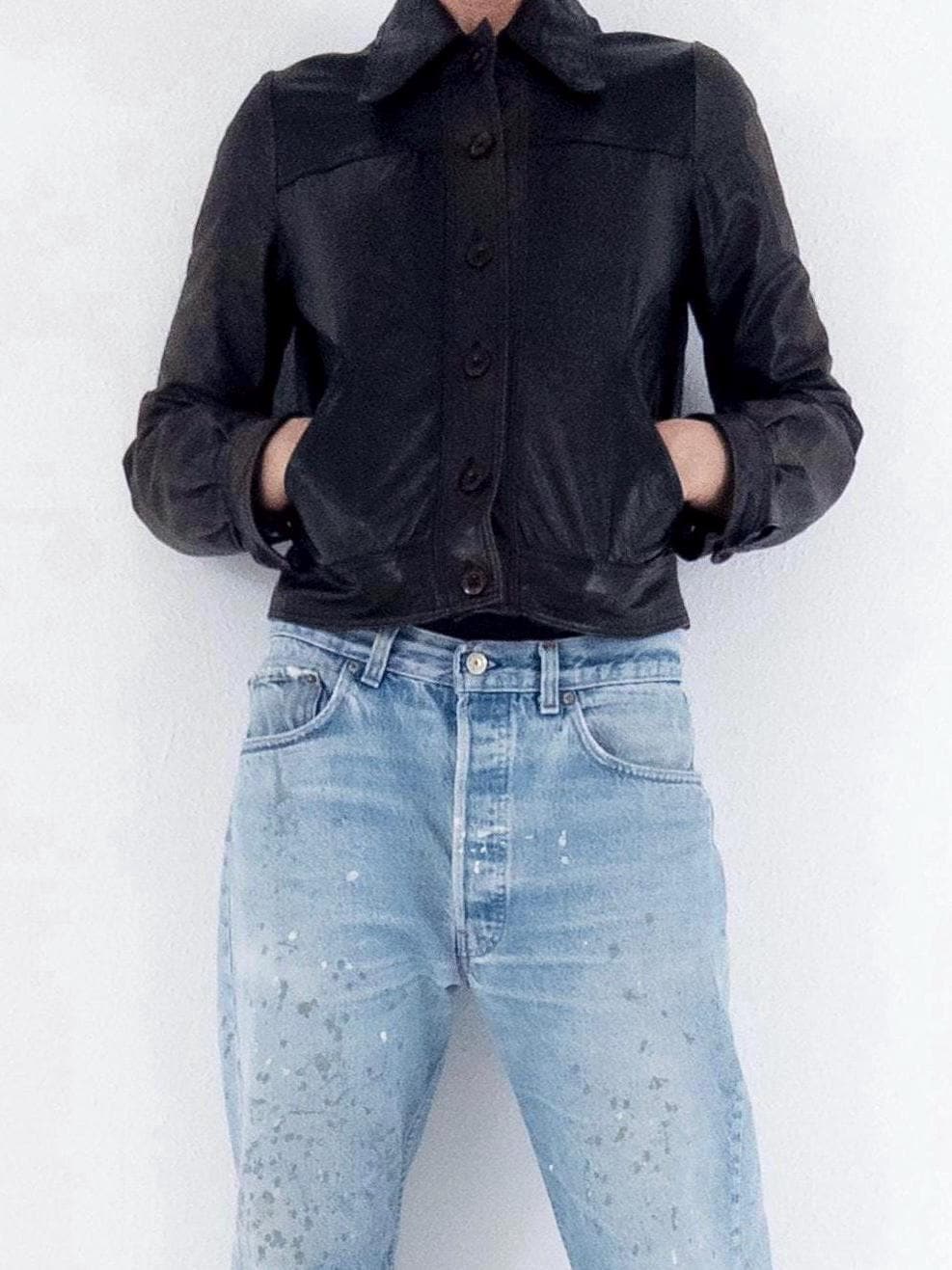 Gr. S Lederjacke 70s Vintage Made in Finland