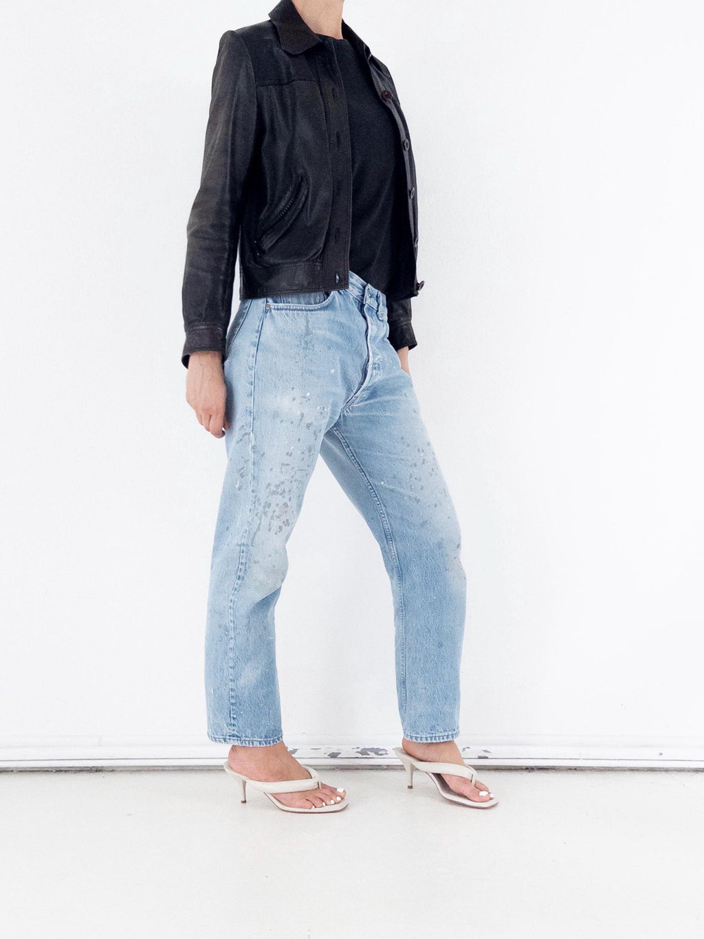 Gr. S Lederjacke 70s Vintage Made in Finland