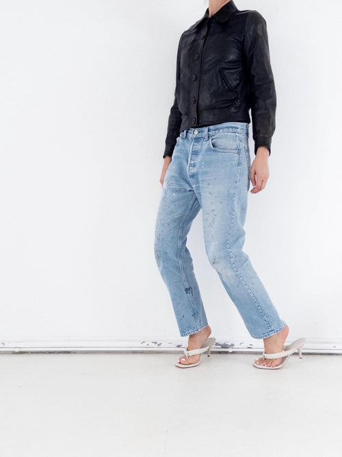 Gr. S Lederjacke 70s Vintage Made in Finland