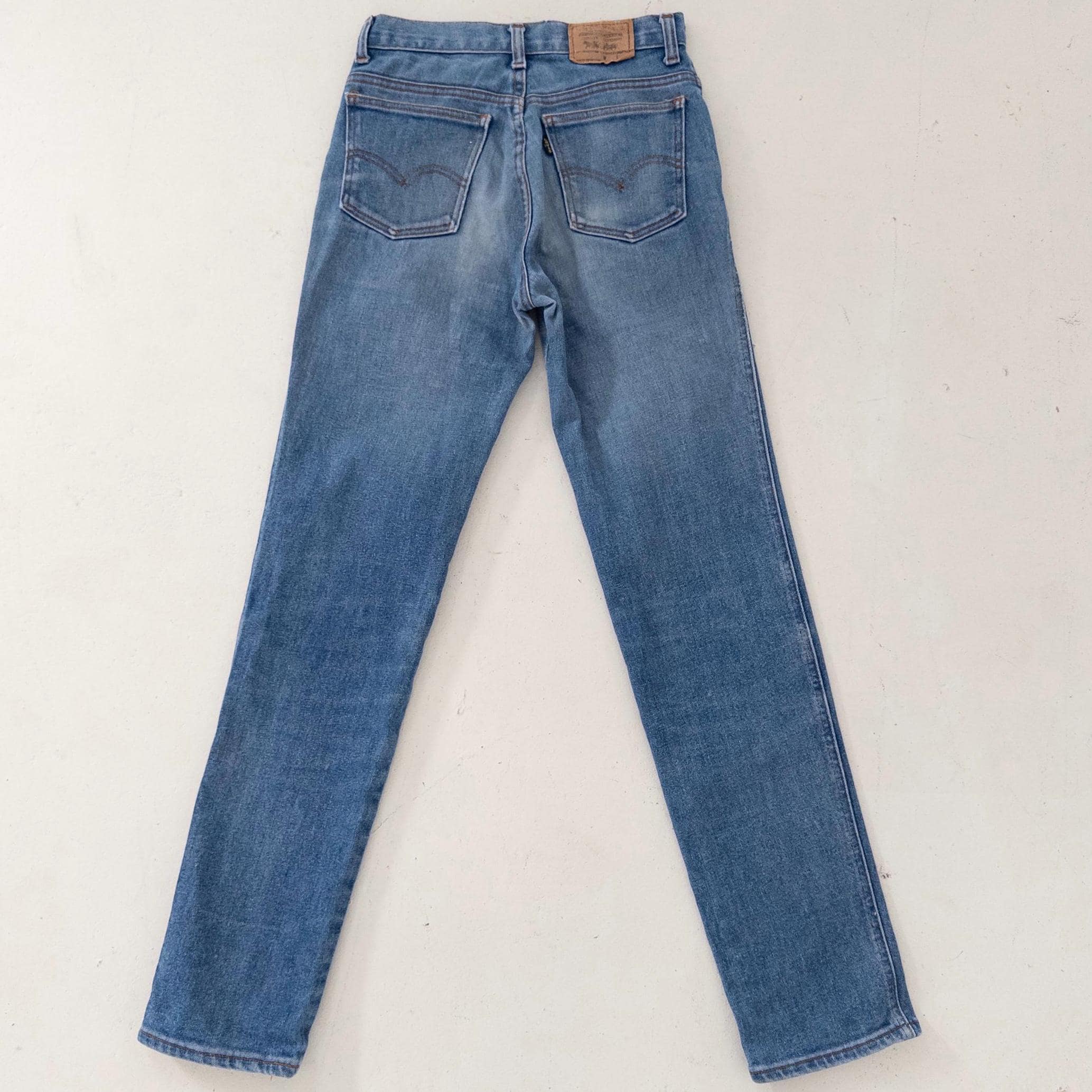 Levis Jeans W26 L34 Faded Mid Blue Skinny Stretch Denim Blue Tab 80s Vintage Made in Belgium
