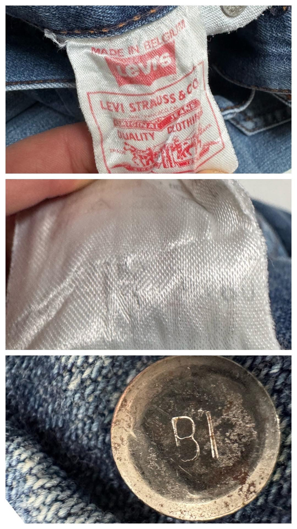 80s Vintage Levis Jeans W27 L30 White Tab Faded Mid Blue Denim Mom Fit Made in Belgium 1980
