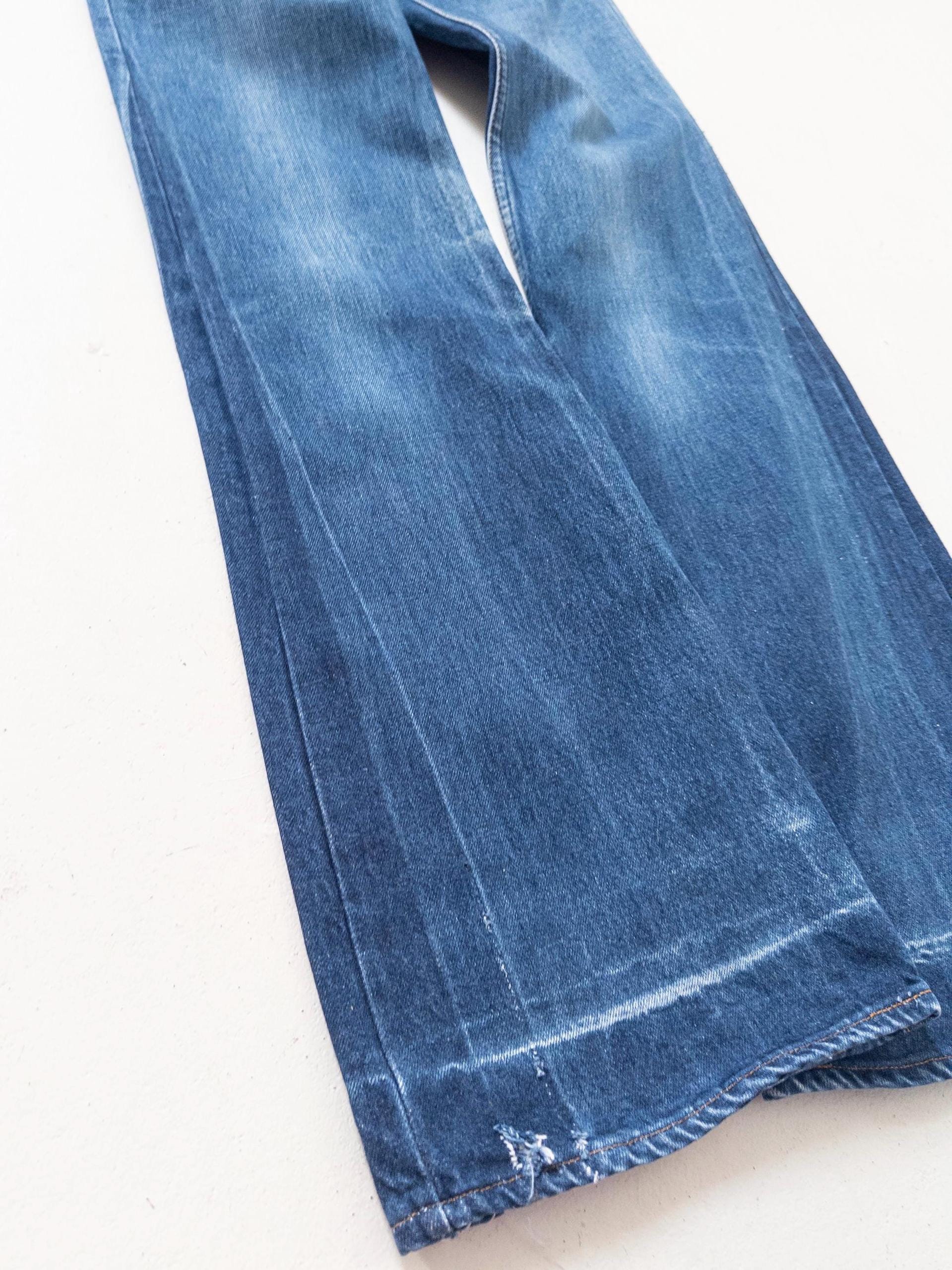 Levis Jeans Vintage 1978 622 Bell Bottoms Orange Tab Extra Wide Flare Denim W25 L35 Faded Dark Wash Distressed