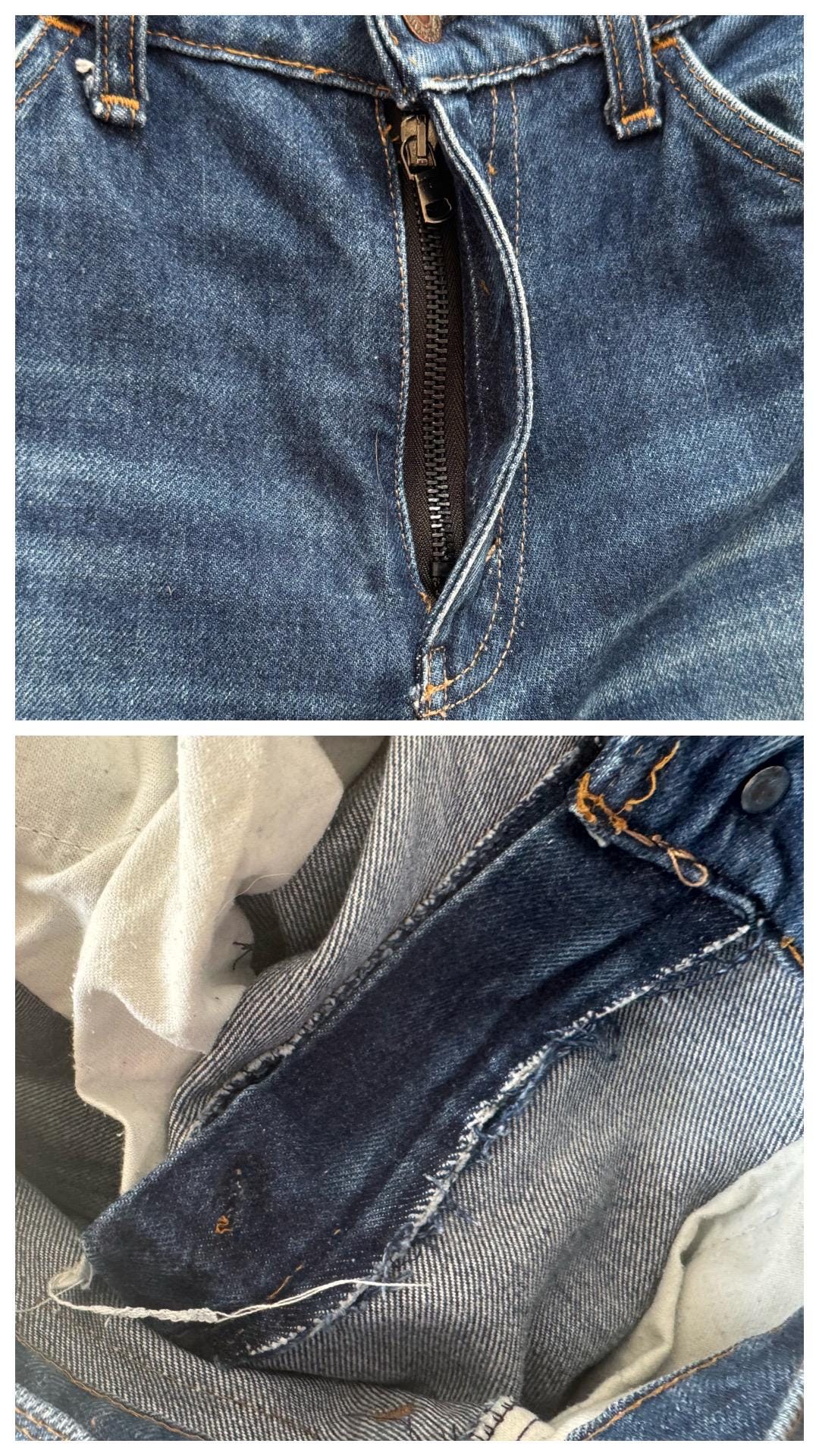 Levis Jeans Vintage 1978 622 Bell Bottoms Orange Tab Extra Wide Flare Denim W25 L35 Faded Dark Wash Distressed
