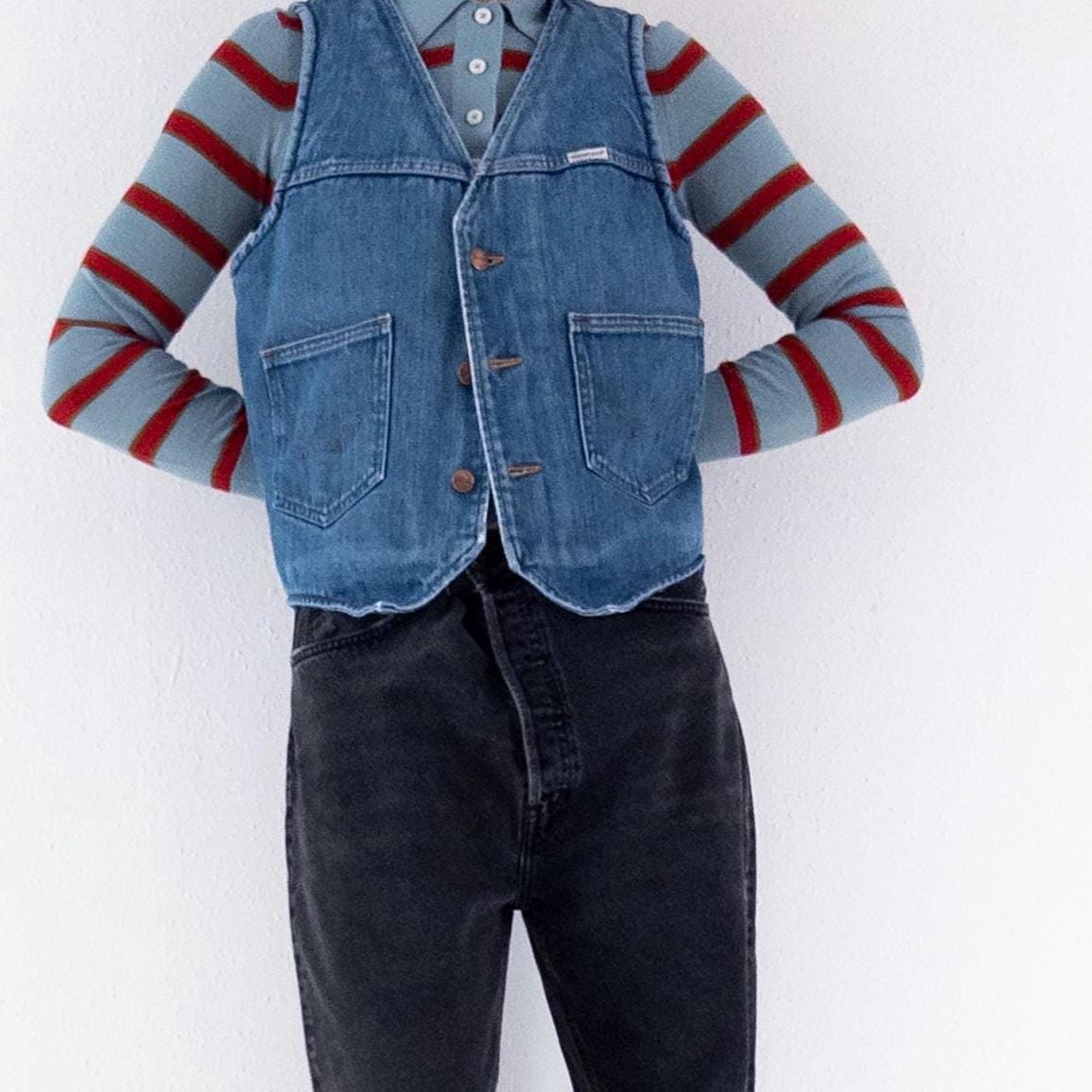 Gr. M Wrangler Jeansweste Shearling 70s Vintage Made in USA