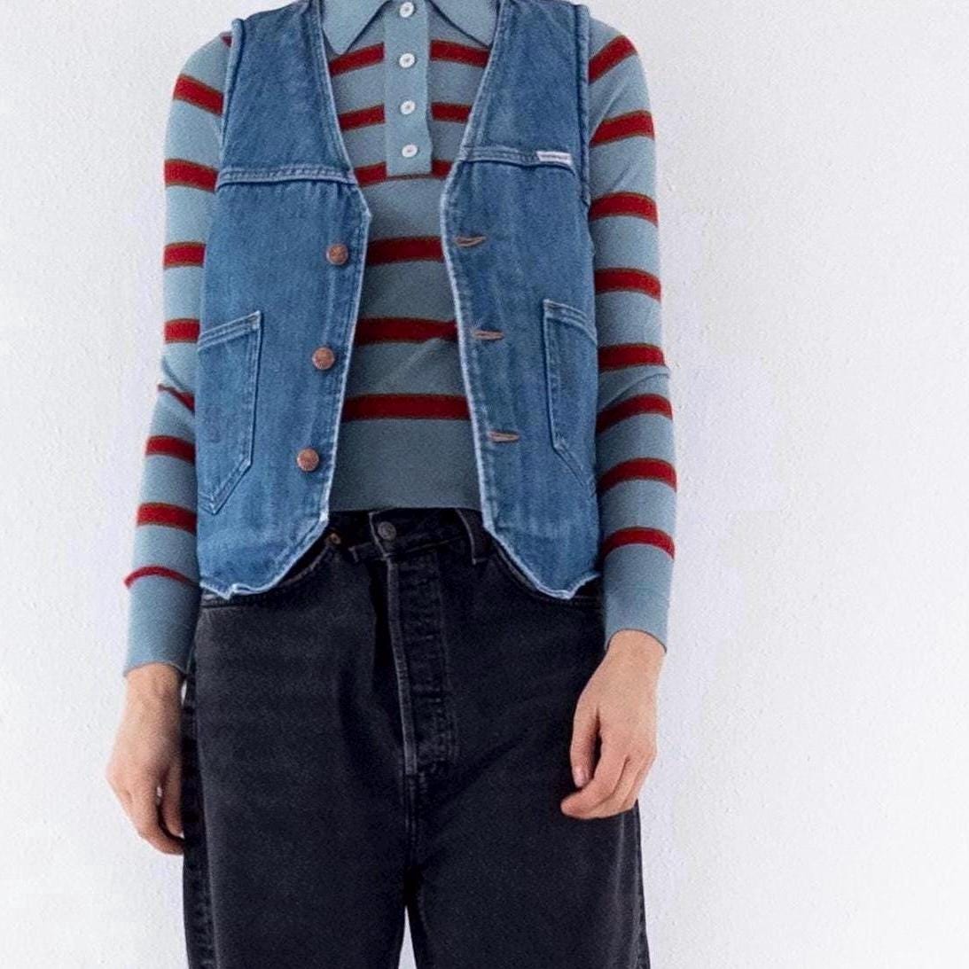 Gr. M Wrangler Jeansweste Shearling 70s Vintage Made in USA