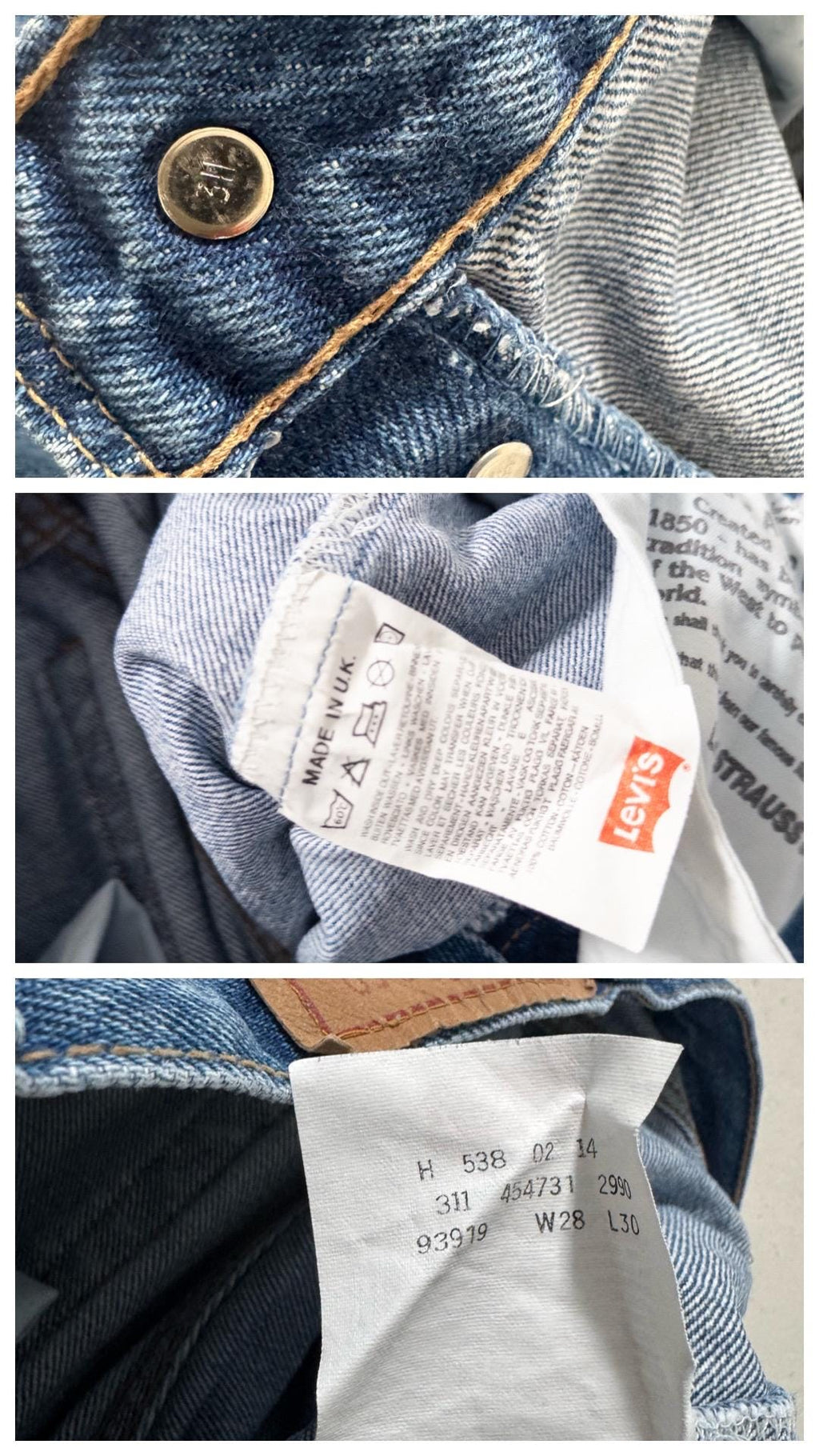 Gr. 26 Levis 538 90s Vintage Made in UK