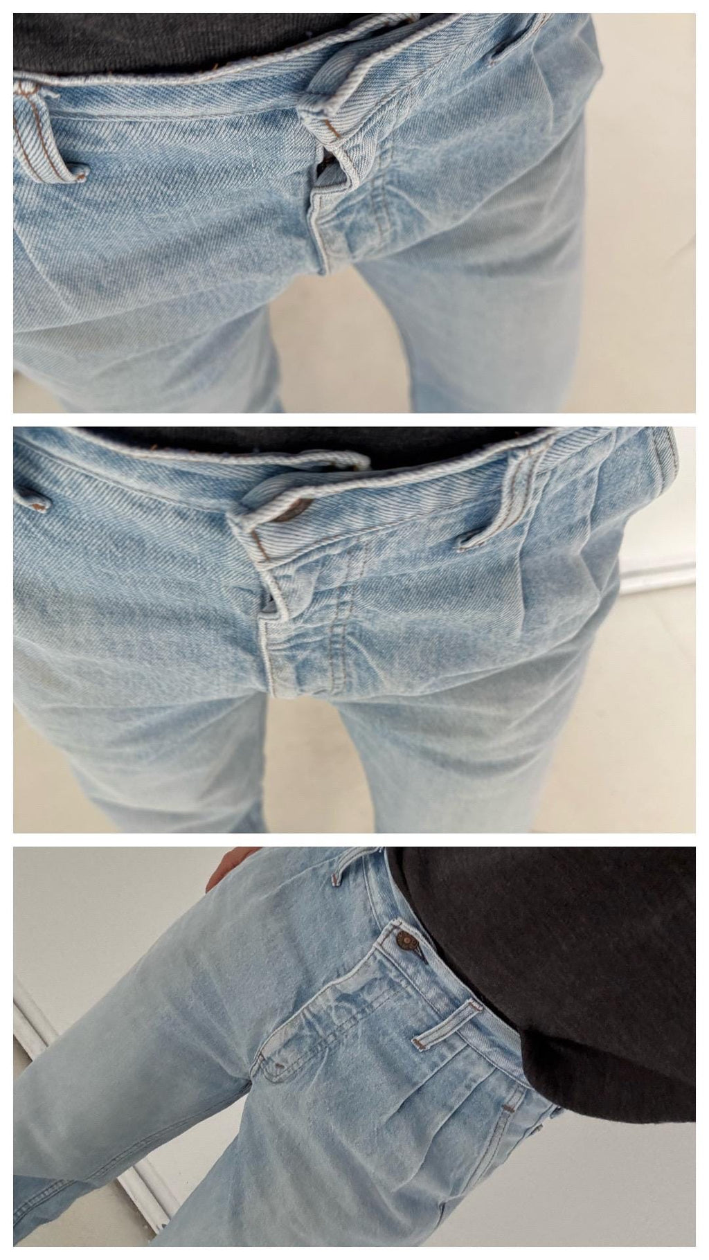 Levis Jeans W28 W29 L33 Orange Tab Pleated Wide Leg Made in USA Faded Light Blue High Waist Denim Slacks