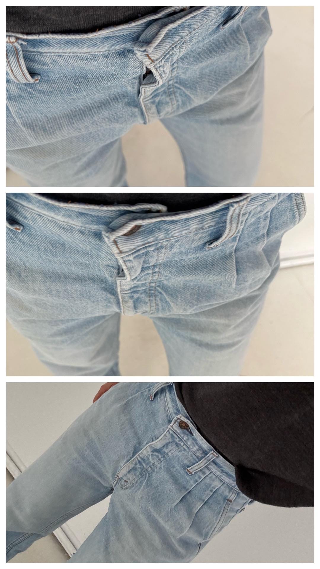 Levis Jeans W28 W29 L33 Orange Tab Pleated Wide Leg Made in USA Faded Light Blue High Waist Denim Slacks