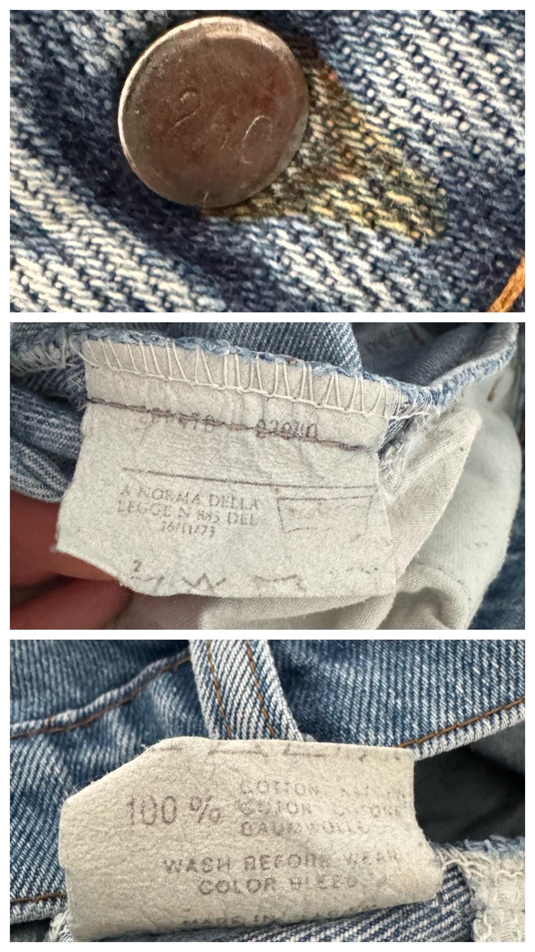 Levis Jeans W28 W29 L35 Orange Tab 70s Vintage Made in Belgium Fade Light Blue Distressed Denim 1978