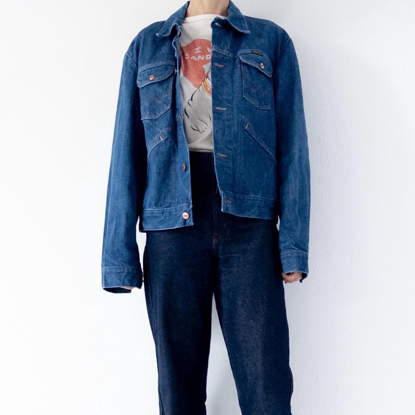 Gr. L Wrangler Jeansjacke 70s Vintage Made in Malta