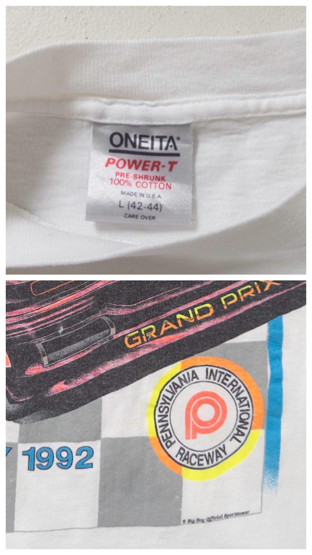 Size M - L Oneita Power-T Nascar Pontiac Pacesetters 200 Single Stitch T-Shirt 90S Vintage Made In Usa